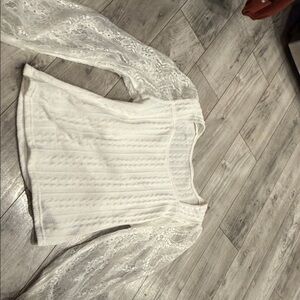 White Lace Sleeve Top